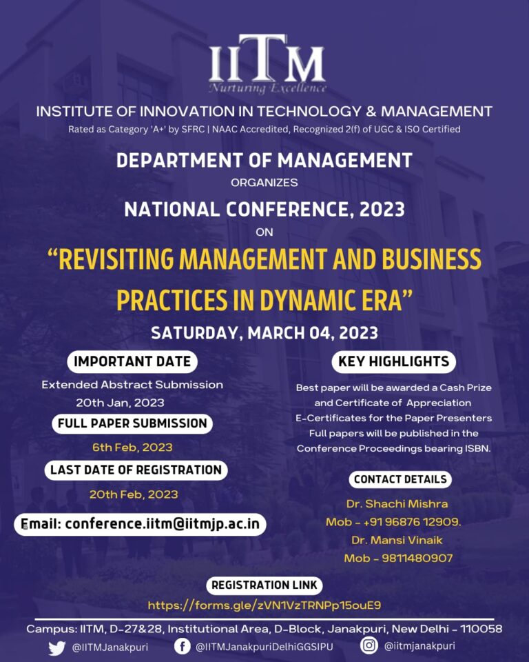 National Conference 2023 on “Revisiting Management and Business